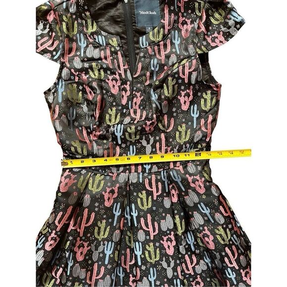ModCloth Cactus Jacquard Fit & Flare Mini Dress Pockets Women’s 4 Pastels Black - Picture 15 of 16